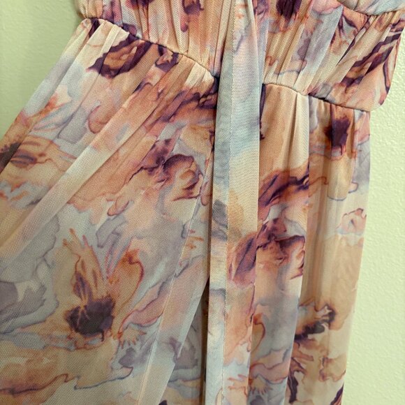 ASOS DESIGN Petite Cami Mesh Maxi Dress w/ Sash – US 4 (Floral / Pink) - Picture 5 of 5